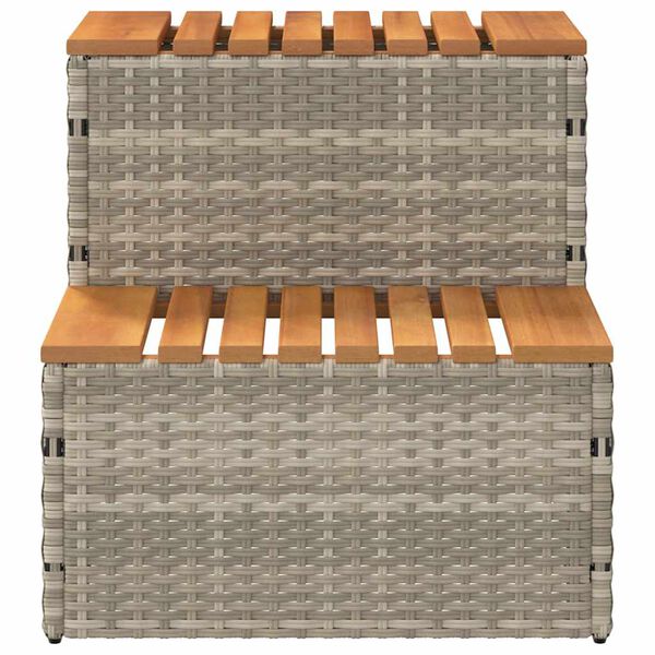 vidaXL Βήμα υδρομασάζ Αν. Γκρι 50x50x50,5εκ. Συνθετικό Ρατάν/Ακακίας