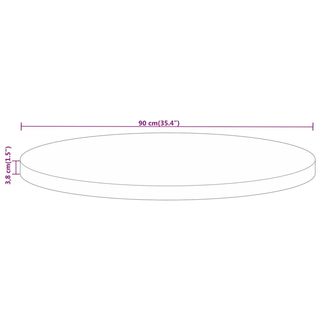 vidaXL Επιφάνεια Τραπεζιού Στρογγυλή Ø90x3,8 εκ. Μασίφ Ξύλο Μάνγκο