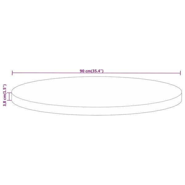 vidaXL Επιφάνεια Τραπεζιού Στρογγυλή Ø90x3,8 εκ. Μασίφ Ξύλο Μάνγκο