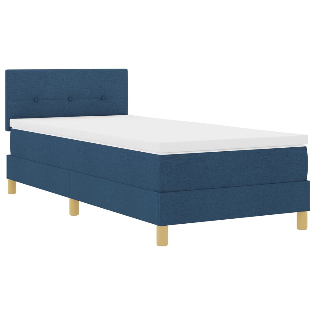 vidaXL Κρεβάτι Box Spring με Μαξιλάρι & LED Μπλε 90x190 εκ. Ύφασμα