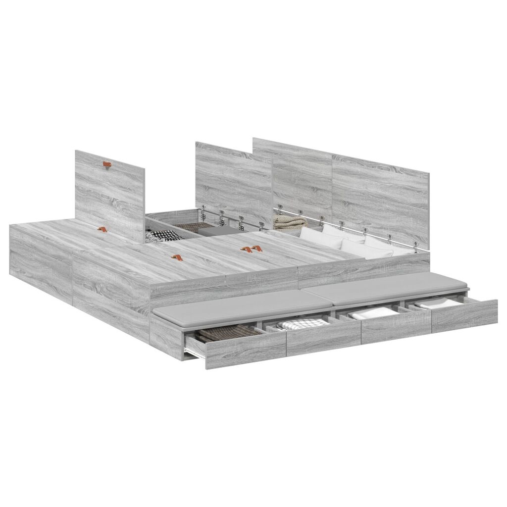 vidaXL Κρεβάτι με Αποθηκευτικό Χώρο Γκρι sonoma 200x200 εκ.