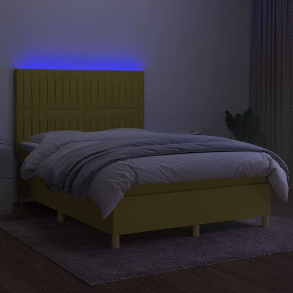 vidaXL &Kappa;&rho;&epsilon;&beta;ά&tau;&iota; Boxspring &mu;&epsilon; &Sigma;&tau;&rho;ώ&mu;&alpha; & LED &Pi;&rho;ά&sigma;&iota;&nu;&omicron; 140x200 &epsilon;&kappa; &Upsilon;&phi;&alpha;&sigma;&mu;ά&tau;&iota;&nu;&omicron;