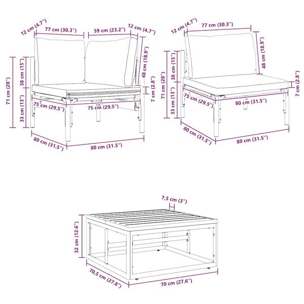 vidaXL Σετ Καναπέ Κήπου 10 pcs Ανθρακί Ατσάλι