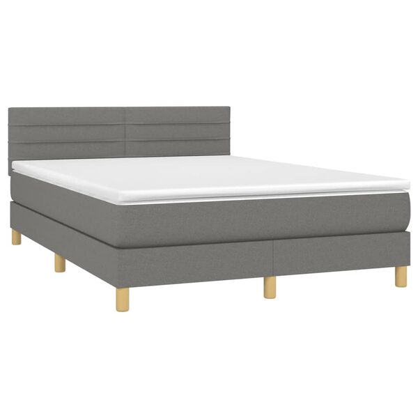 vidaXL &Kappa;&rho;&epsilon;&beta;ά&tau;&iota; Boxspring &mu;&epsilon; &Sigma;&tau;&rho;ώ&mu;&alpha; & LED &Sigma;&kappa;.&Gamma;&kappa;&rho;&iota; 140x190 &epsilon;&kappa; &Upsilon;&phi;&alpha;&sigma;&mu;ά&tau;&iota;&nu;&omicron;