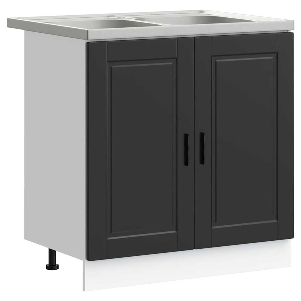 vidaXL Βάση νιπτήρα 2 pcs Μαύρο 80 x 46 x 84.5 εκ. Επεξεργασμένο ξύλο
