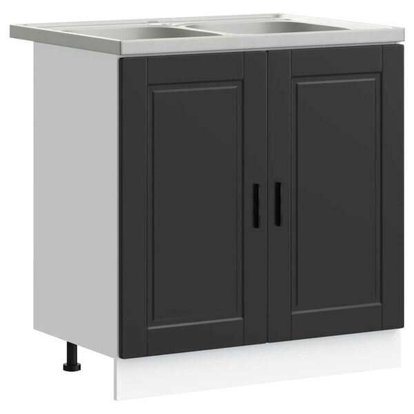 vidaXL Βάση νιπτήρα 2 pcs Μαύρο 80 x 46 x 84.5 εκ. Επεξεργασμένο ξύλο