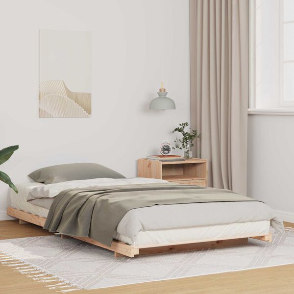 vidaXL Κρεβάτι δαπέδου Καφέ 100 x 200 cm Μασίφ ξύλο πεύκου