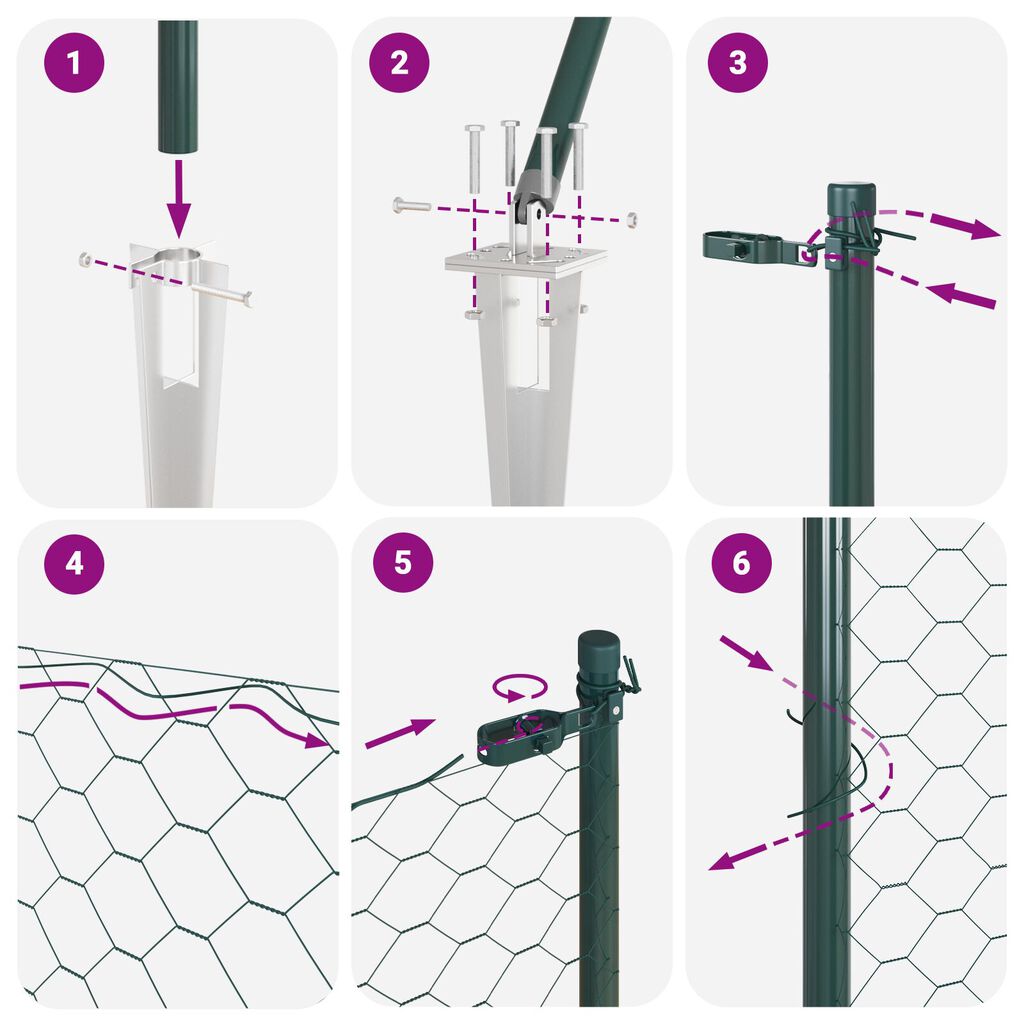 vidaXL Hexagon Fence Πράσινος 1.6x25 μ Χάλυβας