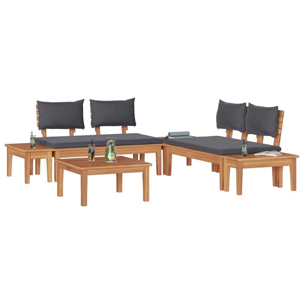 vidaXL Σετ Παγκάκι Κήπου 3 pcs Καφέ, Γκρί Πολυ rattan, βαμμένο ατσάλι