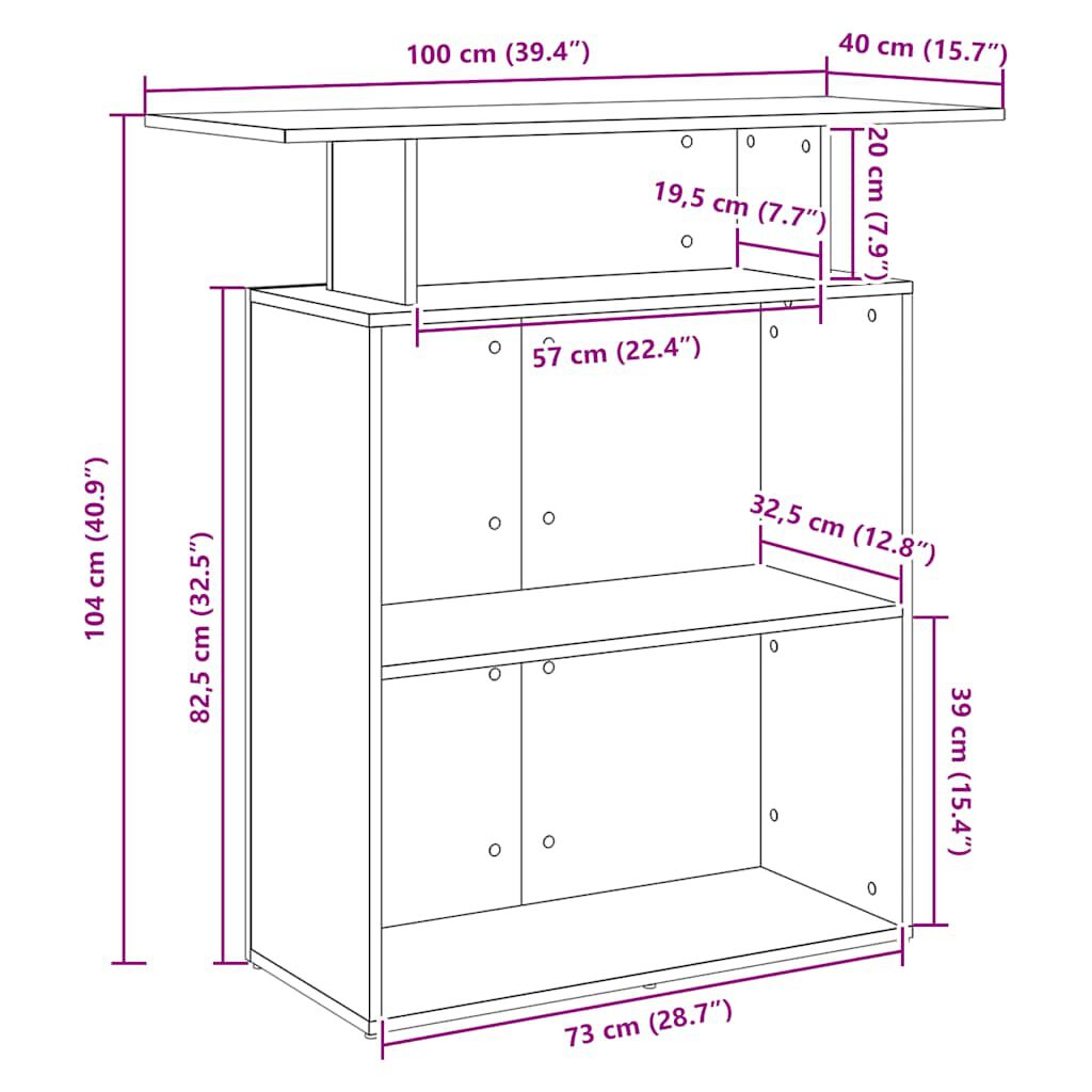 vidaXL Γραφείο υποδοχής 100x40x104 εκ. Επεξεργασμένο Ξύλο