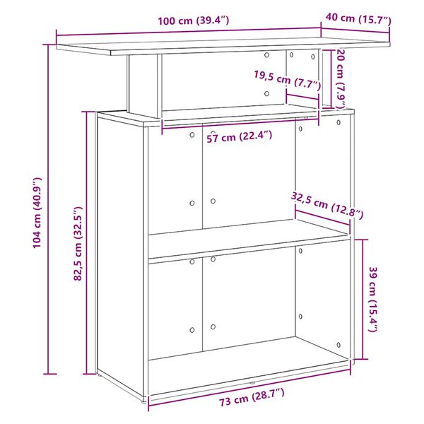 vidaXL Γραφείο υποδοχής 100x40x104 εκ. Επεξεργασμένο Ξύλο