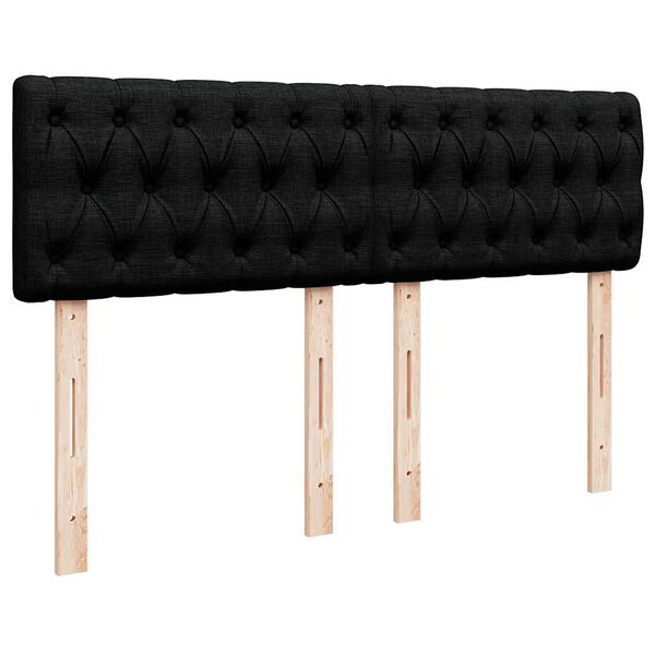 vidaXL Κρεβάτι Boxspring με Στρώμα Μαύρο 140x190 εκ. Υφασμάτινο