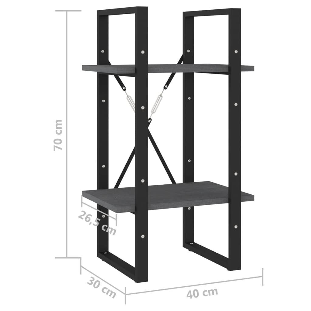 vidaXL Βιβλιοθήκη με 2 Ράφια Γκρι 40x30x70 εκ. από Μασίφ Ξύλο Πεύκου