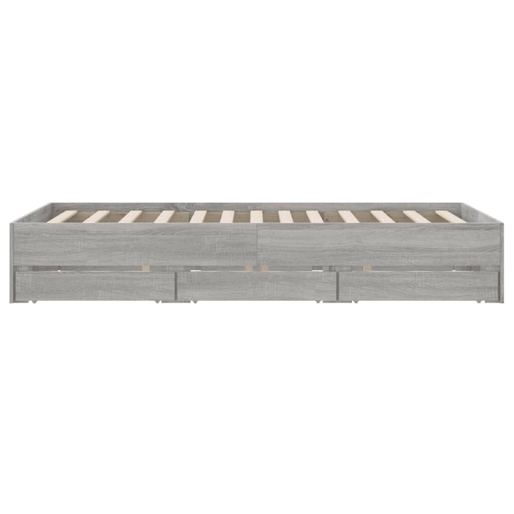 vidaXL Πλαίσιο Κρεβατιού με συρτάρια Γκρι sonoma 120x190εκ. Επεξ. Ξύλο