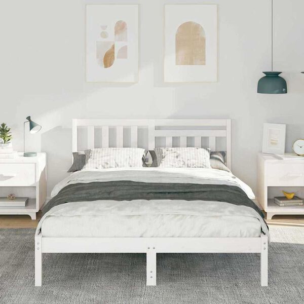 vidaXL Σκελετός Κρεβατιού Λευκό 120 x 200 cm Μασίφ ξύλο πεύκου