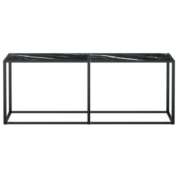 vidaXL Τραπέζι Κονσόλα Μαύρο Όψη Μαρμάρου 200x35x75,5 εκ. Ψημένο Γυαλί