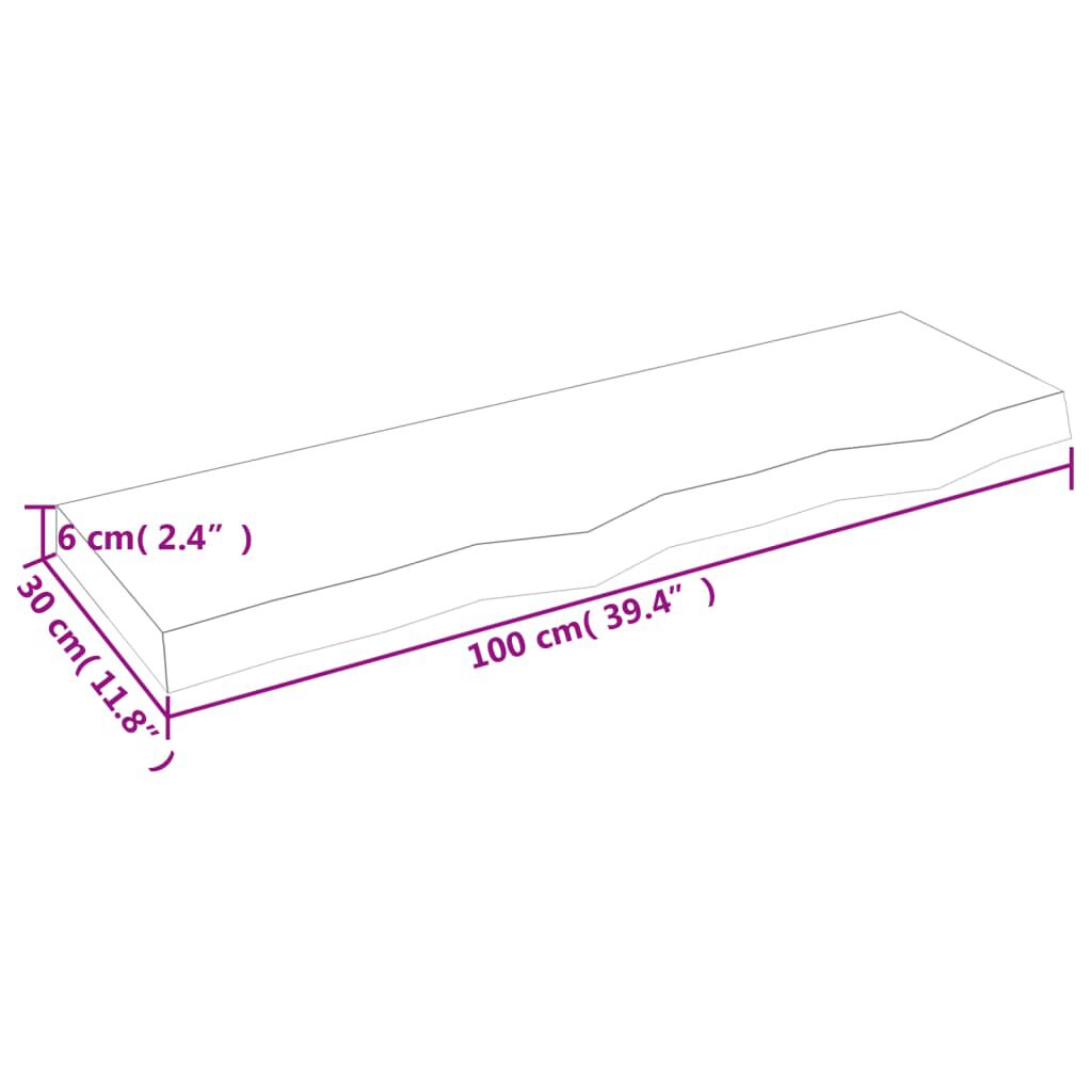vidaXL Ράφι Τοίχου Ανοιχτό Καφέ 100x30x(2-6)εκ. Επεξ. Μασίφ Ξύλο Δρυός