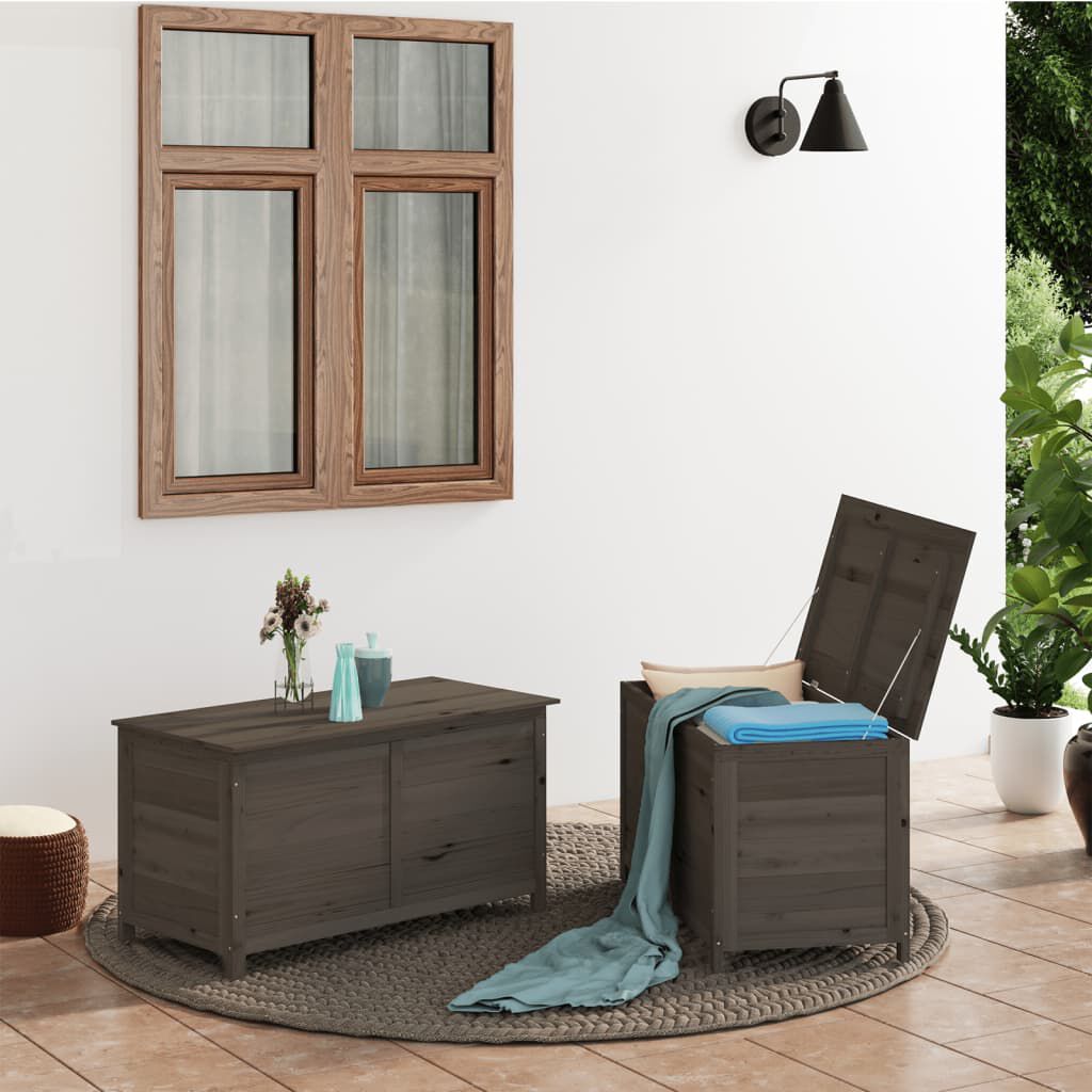 vidaXL Κουτί Μαξιλαριών Εξ. Χώρου Ανθρακί 100x50x56 εκ. Μασίφ Ελάτη