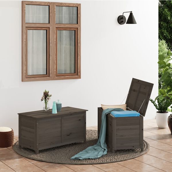 vidaXL Κουτί Μαξιλαριών Εξ. Χώρου Ανθρακί 100x50x56 εκ. Μασίφ Ελάτη