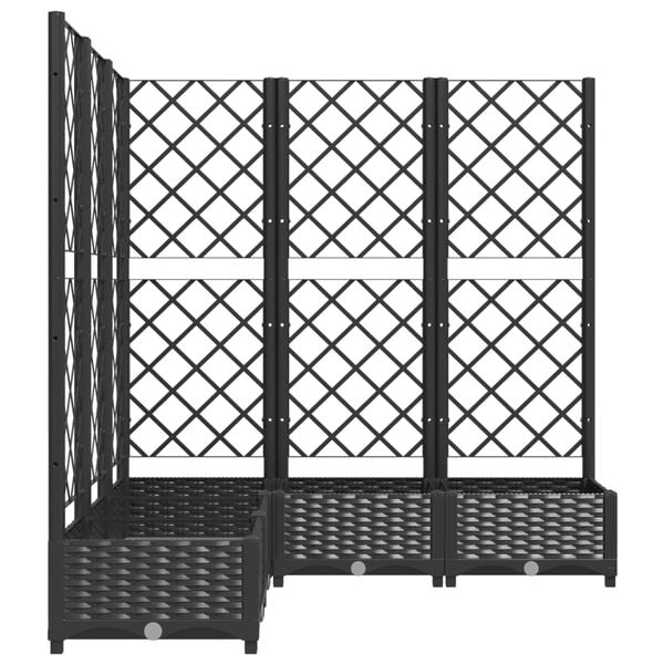 vidaXL Ζαρντινιέρα Κήπου με Καφασωτό Μαύρο 120x120x121,5 εκ. από PP