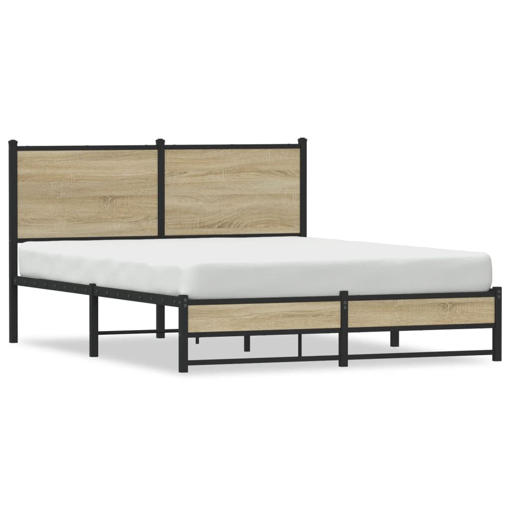 vidaXL Σκελετός Κρεβ. Χωρίς Στρώμα Sonoma Δρυς 150x200 εκ. Μεταλλικό