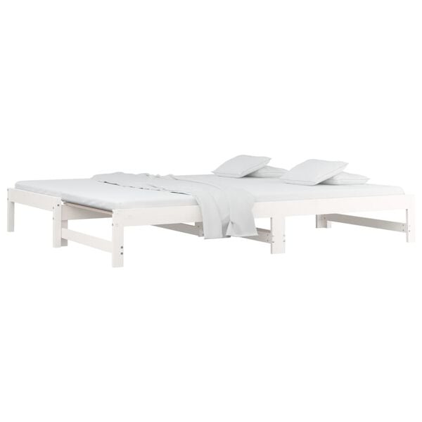 vidaXL Καναπές Κρεβάτι Συρόμενος Λευκός 2x(90x200) εκ. Μασίφ Πεύκο