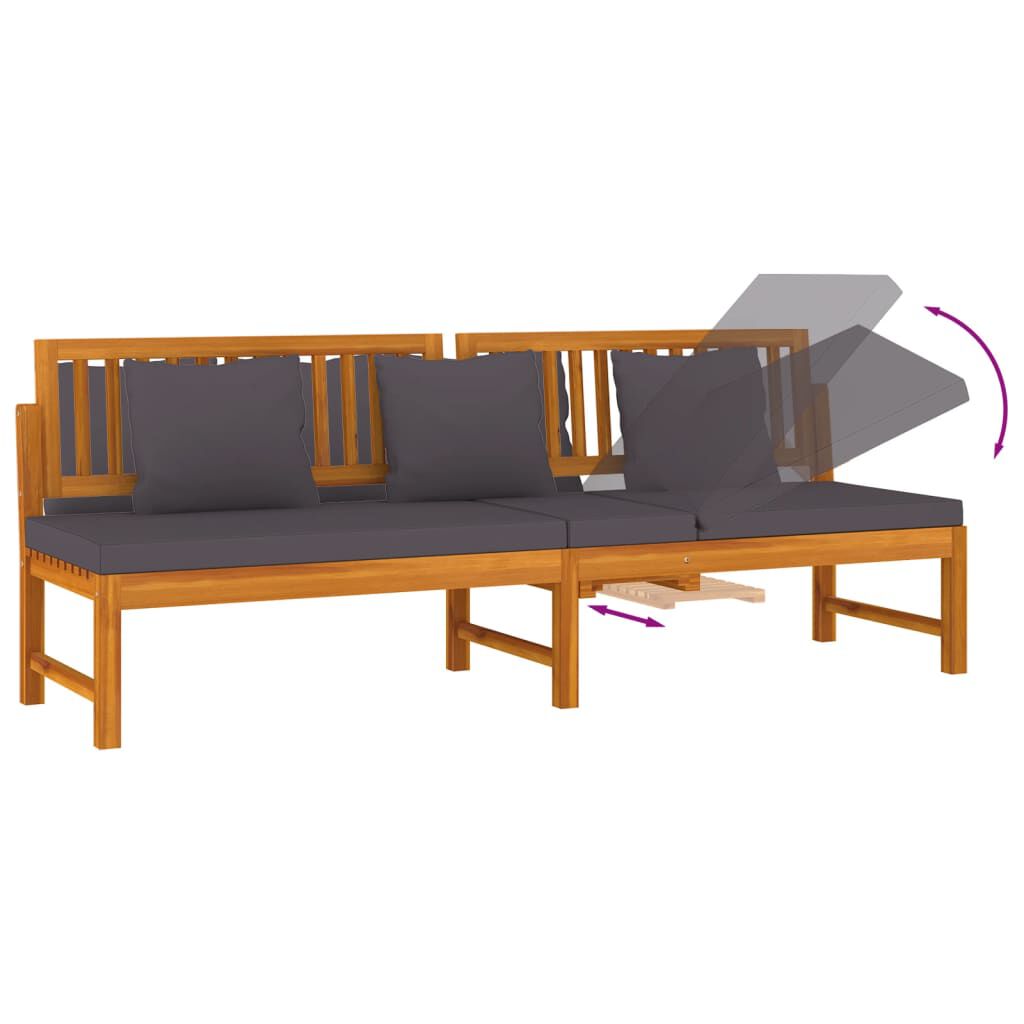 vidaXL Καναπές Κρεβάτι 200x60x75 εκ. Μασίφ Ακακία με Γκρι Μαξιλάρι
