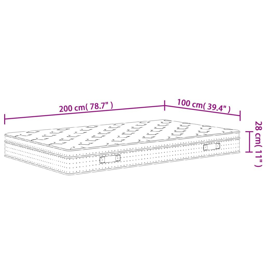 vidaXL Στρώμα με Pocket Springs Μεσαία Σκληρότητα 100x200 εκ.