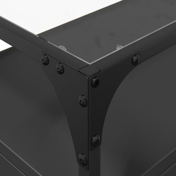 vidaXL Έπιπλο Τηλεόρασης Γυάλ Επιφάνεια Μαύρο 98x35x51εκ Επ Ξύλο