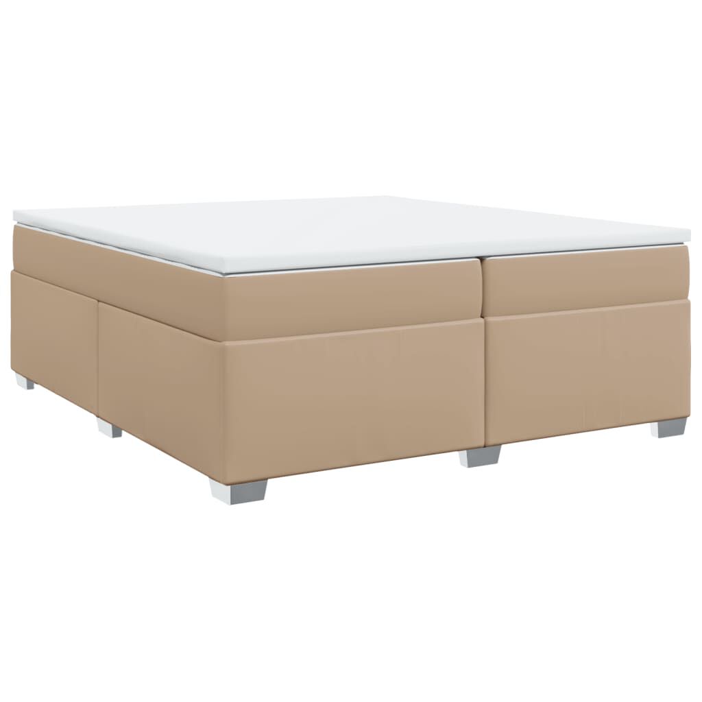 vidaXL Κρεβάτι Boxspring με Στρώμα Καπουτσίνο 200x200εκ.από Συνθ.Δέρμα