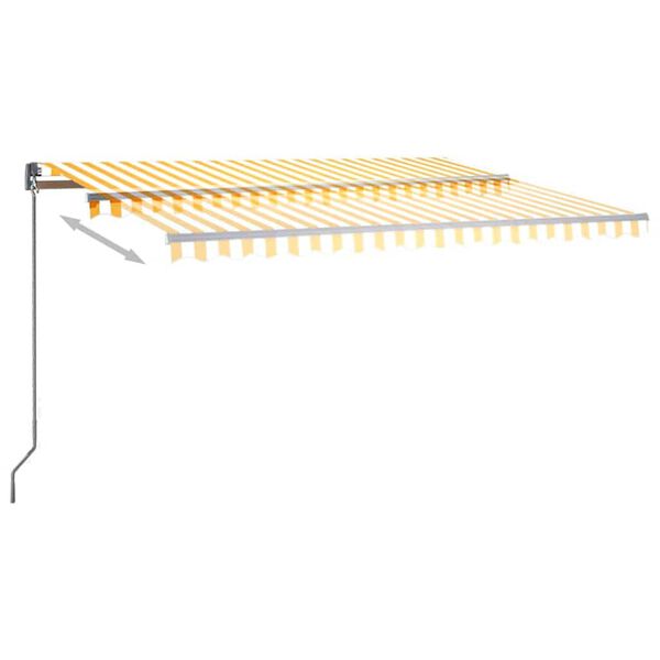 vidaXL Τέντα Αυτόματη με LED & Αισθ. Ανέμου Κίτρινο/Λευκό 400x300 εκ.