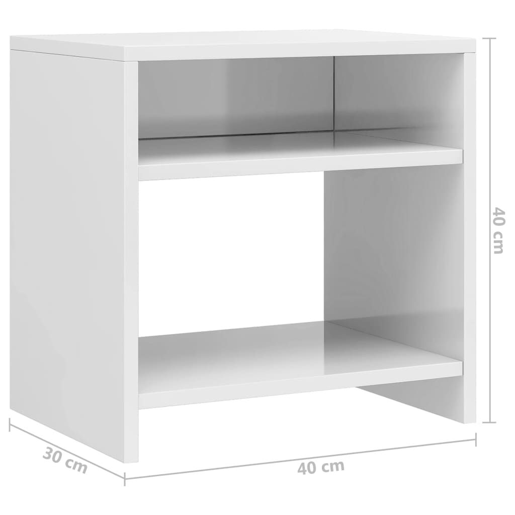vidaXL Κομοδίνα 2 τεμ. Γυαλιστερό Λευκό 40x30x40 εκ. από Επεξ. Ξύλο