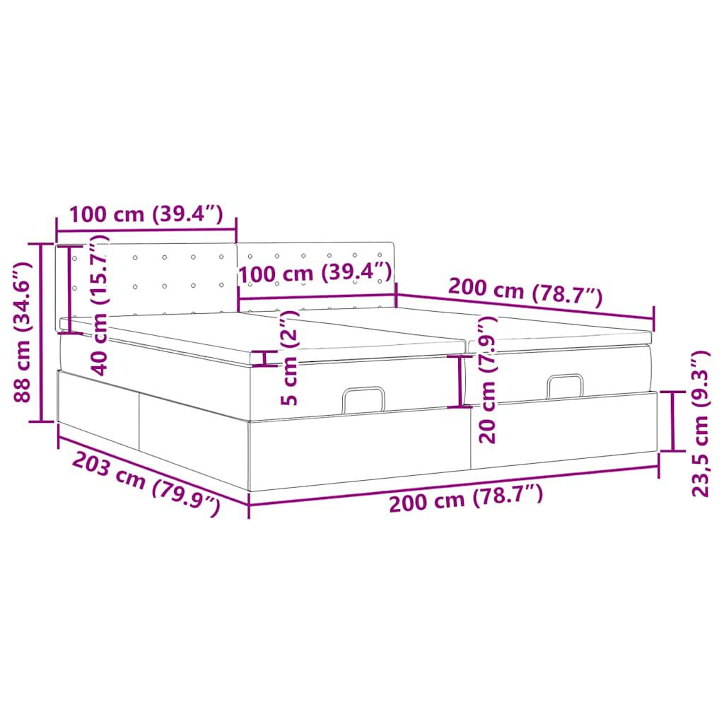 vidaXL Οθωμανικό κρεβάτι με στρώματα Cappucino 200x200cm Faux Leather