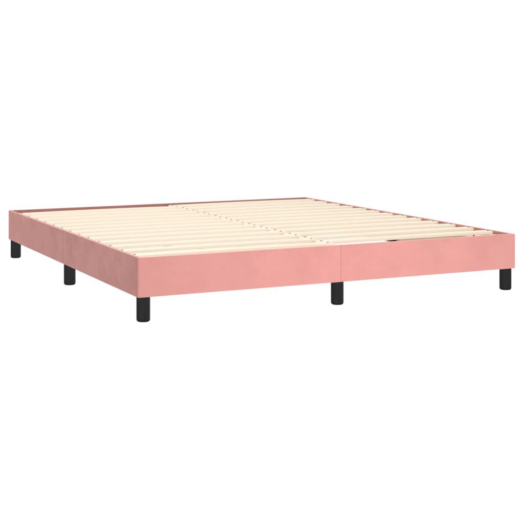 vidaXL Κρεβάτι Boxspring με Στρώμα & LED Ροζ 180x200 εκ. Βελούδινο