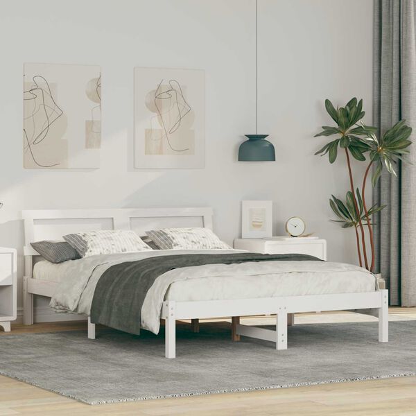 vidaXL Σκελετός Κρεβατιού Λευκό 120 x 200 cm Συμπαγές ξύλο πεύκου