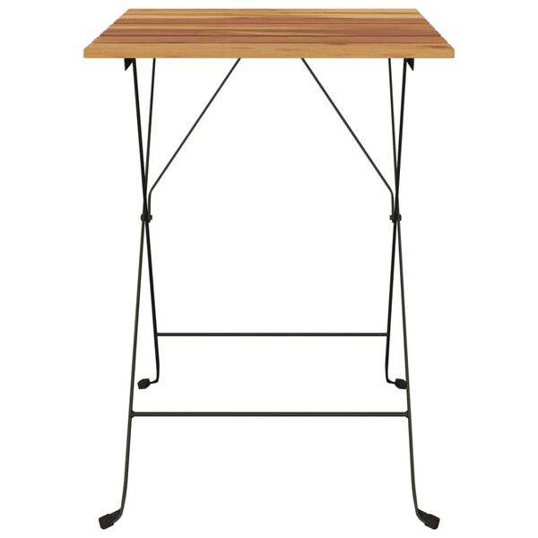 vidaXL Τραπέζι Bistro Πτυσσόμ. 55x54x71 εκ. Μασίφ Ξύλο Teak & Ατσάλι