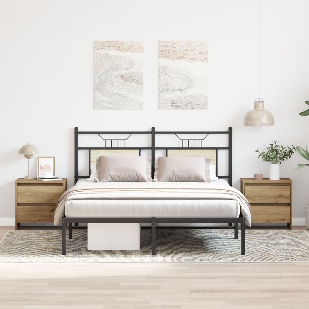 vidaXL Κομοδίνο 2 τεμ Καλλιτεχνική Δρυς 45x34x44,5 εκ Επεξεργασμένο ξύλο