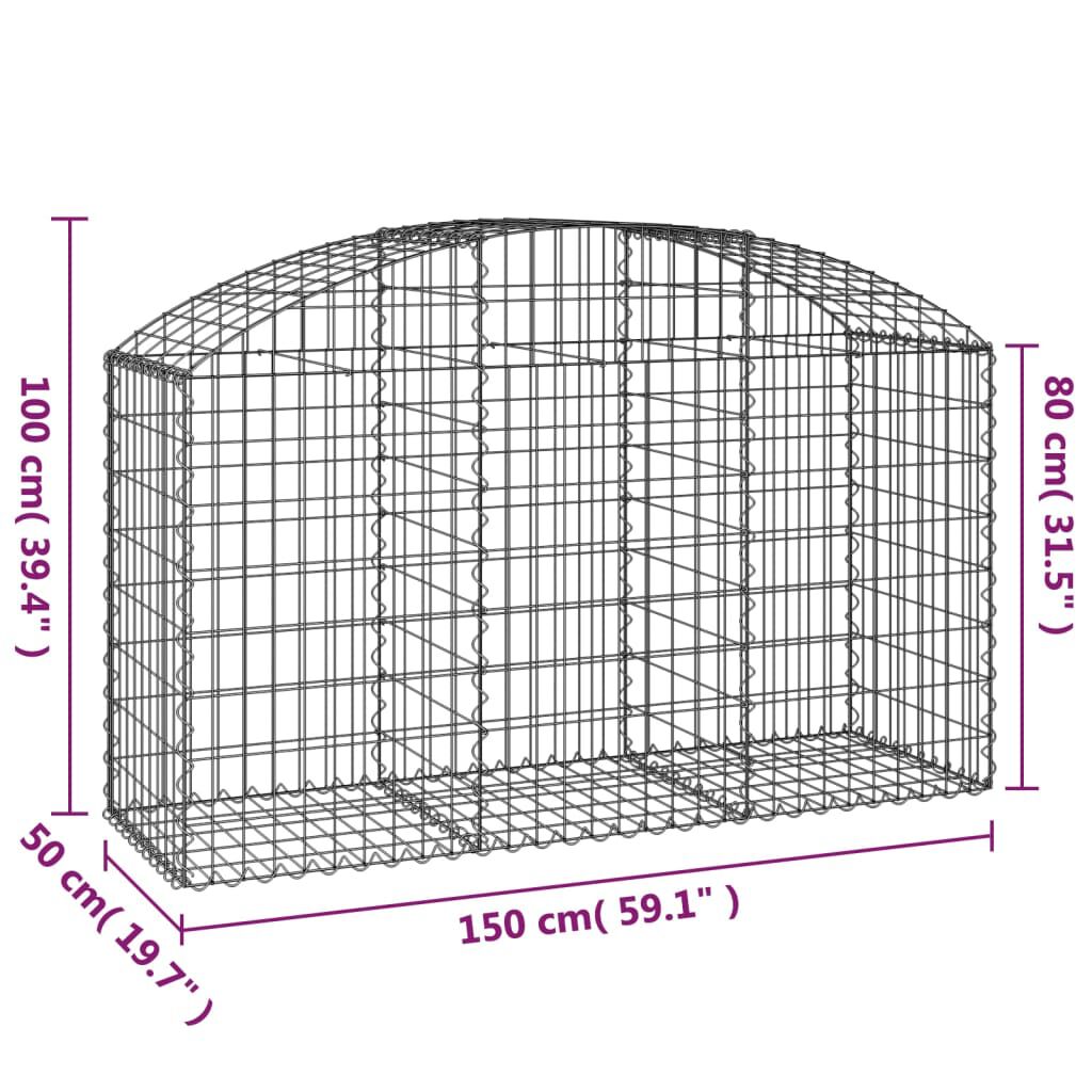 vidaXL Συρματοκιβώτιο Τοξωτό 150x50x80/100εκ. από Γαλβανισμένο Χάλυβα