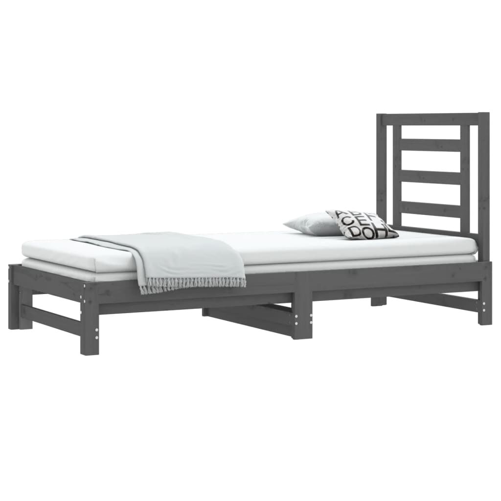 vidaXL Καναπές Κρεβάτι Συρόμενος Γκρι 2x(90x200) εκ. Μασίφ Ξύλο Πεύκου