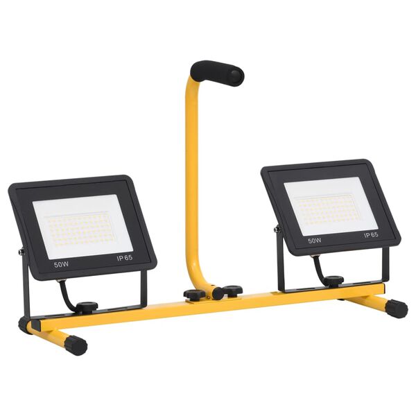 vidaXL Προβολέας LED με Λαβή Θερμό Λευκό 2 x 50 W