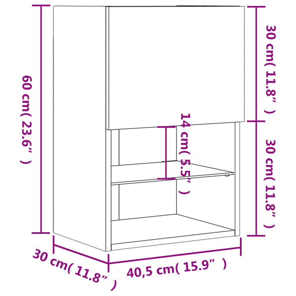 vidaXL Έπιπλα Τηλεόρασης με LED 2 τεμ. Καφέ Δρυς 40,5x30x60 εκ.