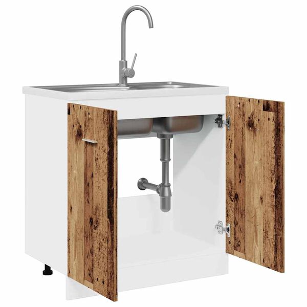 vidaXL Ντουλάπι Νεροχύτη Lyon Παλιό Ξύλο 80x46x81,5 εκ. Μοριοσανίδα