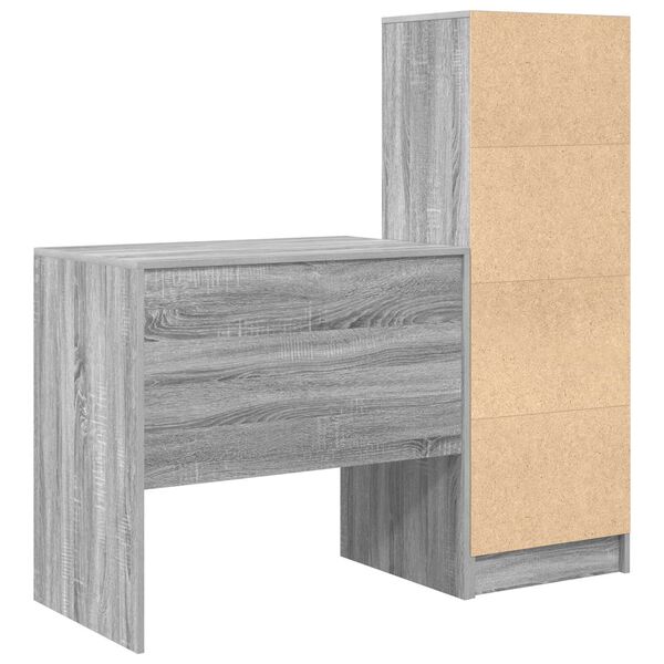 vidaXL Γραφείο με αποθηκευτικό χώρο 2 pcs Γκρι sonoma 80 x 50 x 76 εκ.