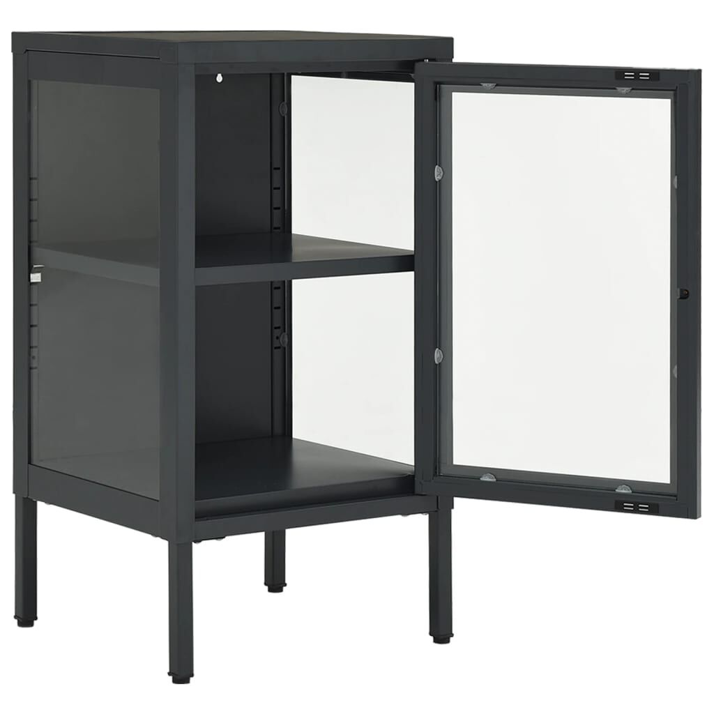 vidaXL Μπουφές Ανθρακί 38 x 35 x 70 εκ. από Ατσάλι και Γυαλί