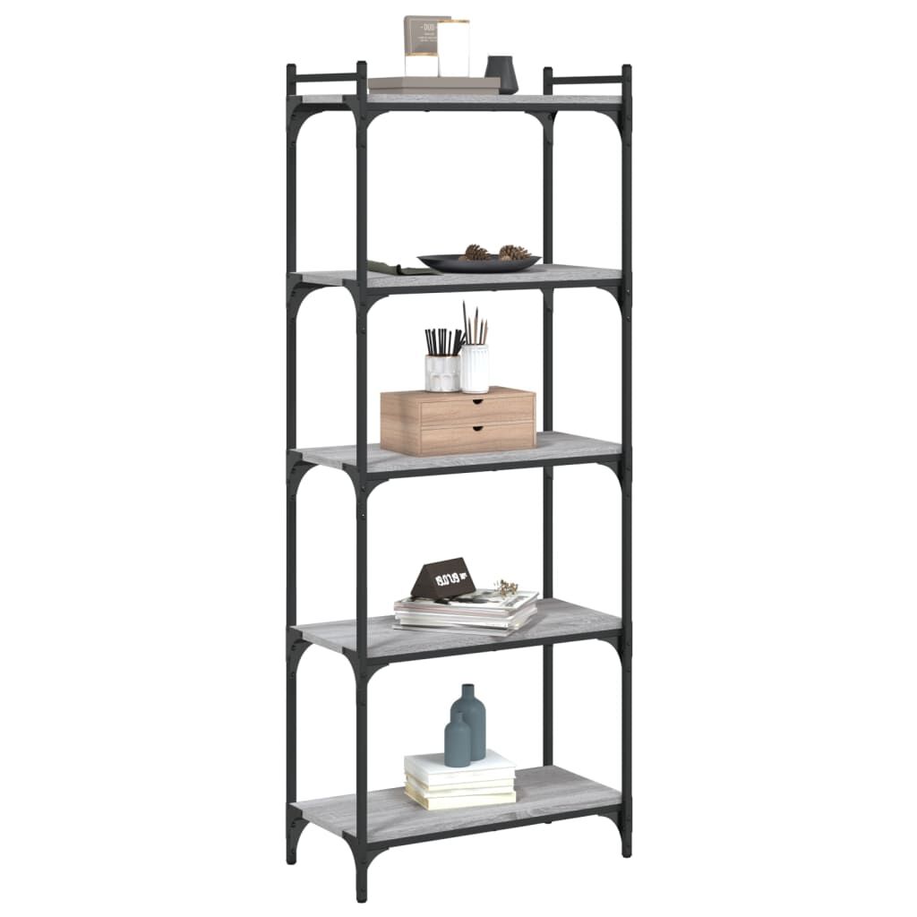 vidaXL Βιβλιοθήκη 5 Επιπέδων Γκρι Sonoma 60x30x154 εκ. Επεξεργ. Ξύλο