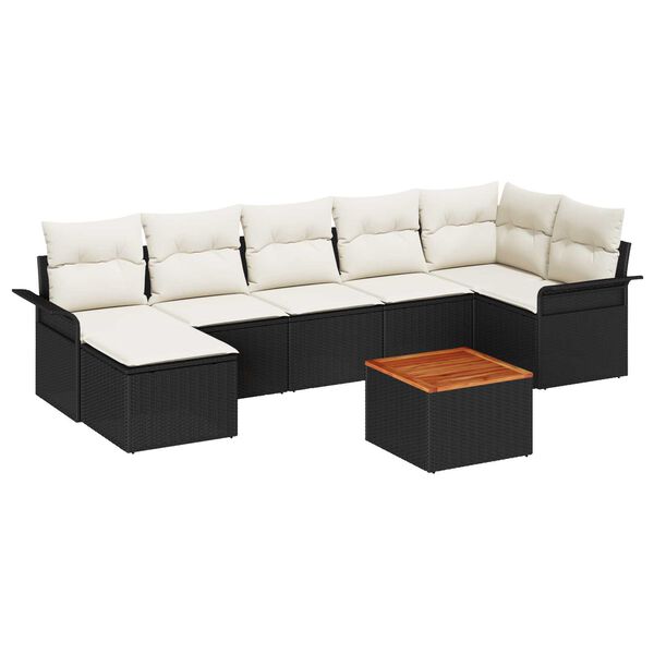vidaXL Σετ Καναπέ Κήπου 8 pcs Μαύρο Πολυ ράταν