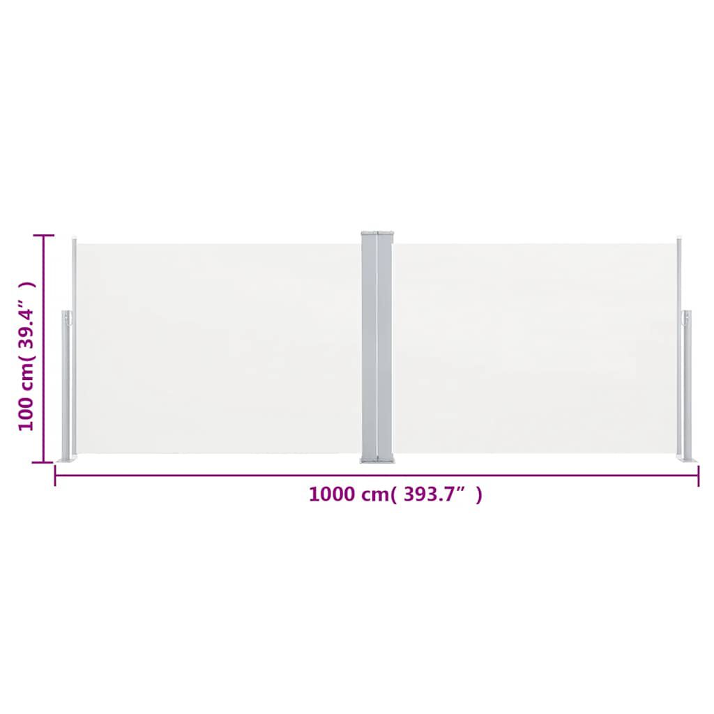 vidaXL Σκίαστρο Πλαϊνό Συρόμενο Κρεμ 100 x 1000 εκ.