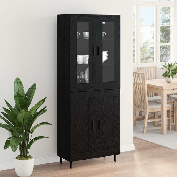 vidaXL Highboard 2 pcs &Mu;&alpha;ύ&rho;&eta; &Omicron;&xi;&upsilon;ά &Sigma;ύ&nu;&theta;&epsilon;&tau;&omicron; &Xi;ύ&lambda;&omicron; &kappa;&alpha;&iota; &Gamma;&upsilon;&alpha;&lambda;ί
