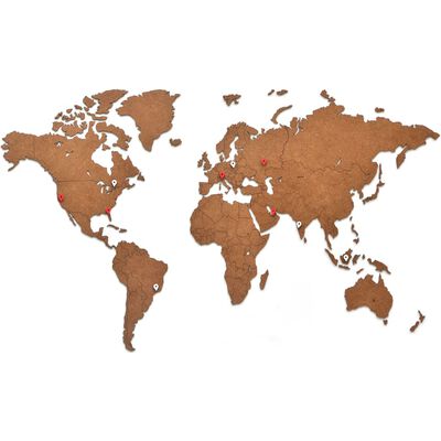 MiMi Innovations Παγκόσμιος Χάρτης Luxury Καφέ 90 x 54 εκ. Ξύλινος