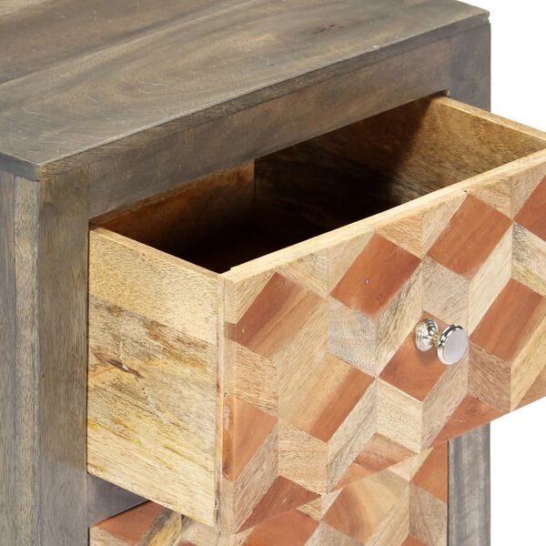 vidaXL Κομοδίνο Γκρι 40 x 30 x 50 εκ. από Μασίφ Ξύλο Μάνγκο